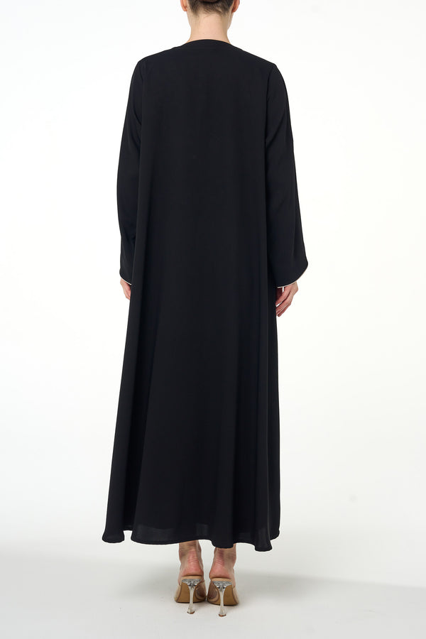 Black Sondos Crepe Abaya, Basic Design