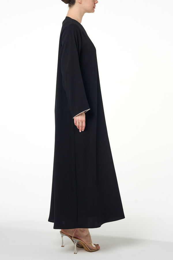 Black Sondos Crepe Abaya, Basic Design