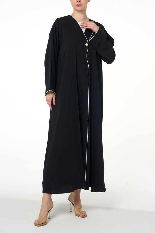 Black Sondos Crepe Abaya, Basic Design
