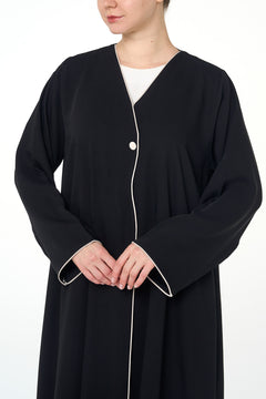 Black Sondos Crepe Abaya, Basic Design