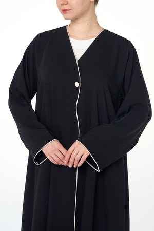 Black Sondos Crepe Abaya, Basic Design