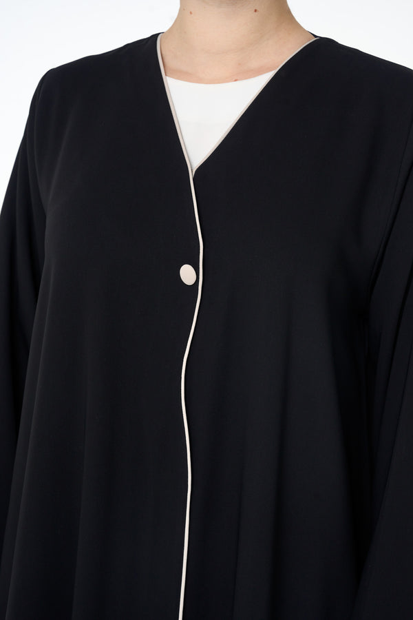 Black Sondos Crepe Abaya, Basic Design