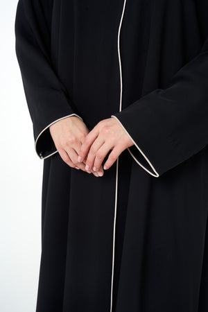 Black Sondos Crepe Abaya, Basic Design