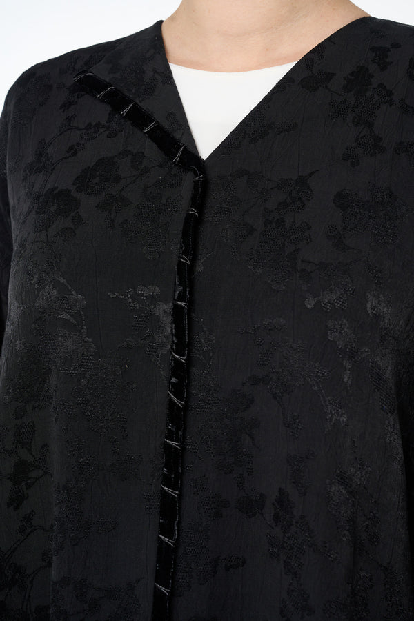 Black Aya Jacquard Abaya, Basic Design