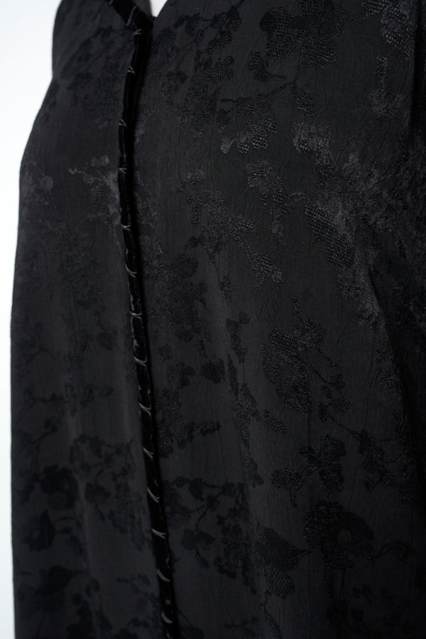 Black Aya Jacquard Abaya, Basic Design