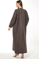 Blossom Suede Overlap Brown Abaya - Posh Abaya
