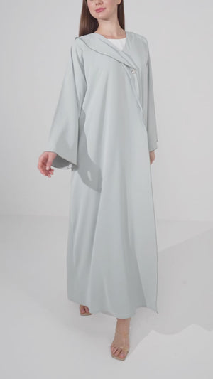 Green Bio Crepe Abaya with Klosh Silhouette and Clean Minimal Finish
