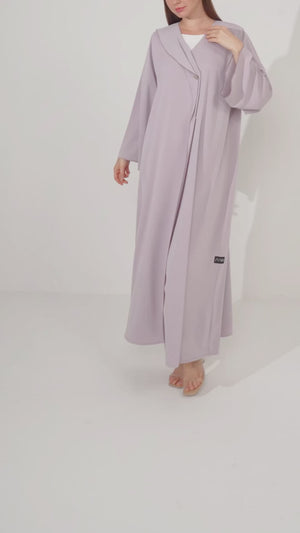 Purple Bio Crepe Abaya with Klosh Silhouette and Clean Minimal Finish