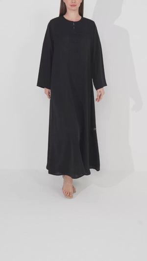 Black Nada Abaya with Fabric Loop Buttons