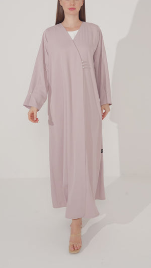 Pink Cool Crepe Abaya with Clean Minimal Finish and Klosh Silhouette