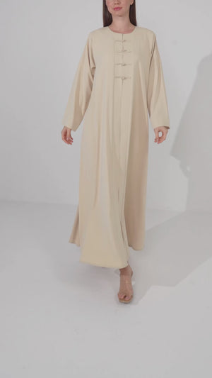 Yellow Bio Crepe Abaya with Minimal Design