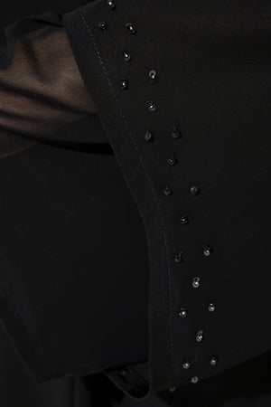 Layered Chiffon with Shiny Beads on Black Custom Abaya
