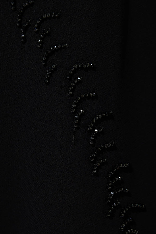 Custom Arc Bead Flare Chiffon Black Custom Abaya