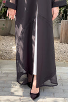 Black Crepe Custom Abaya with Front Light Beadwork - Posh Abaya
