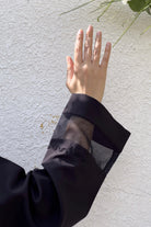 Black Crepe Custom Abaya with Front Light Beadwork - Posh Abaya