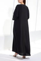 Black Classic Crepe Custom Abaya with Contrast Pintux - Posh Abaya